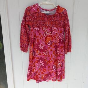 HANNA ANDERSSON Pink Flowered Smocked 100% Cotton Dress Size 100 US Size 4